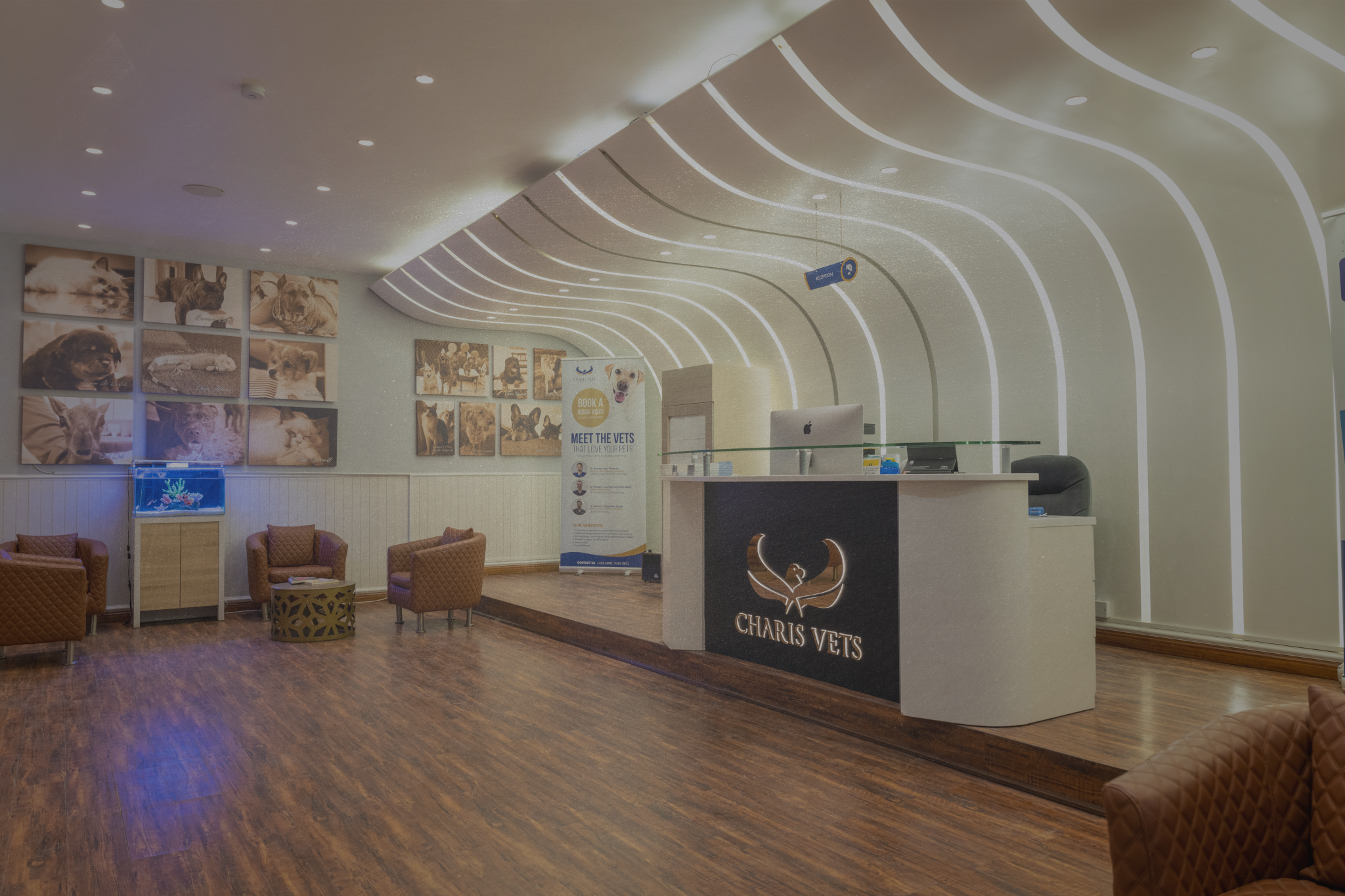 Reception area of Charis Vets clinic in Budaiya, Bahrain